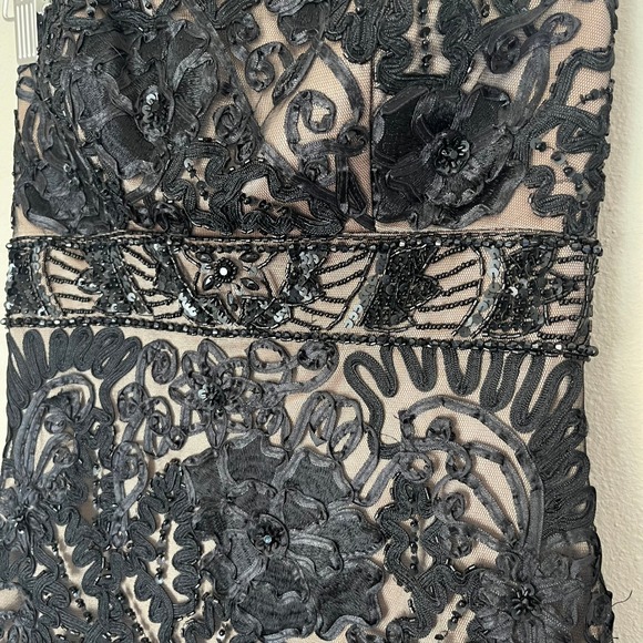 SUE WONG Y2K Cocktail Dress Size 0 Black Embroidered Beaded Prom Glamorous Party - Picture 2 of 8